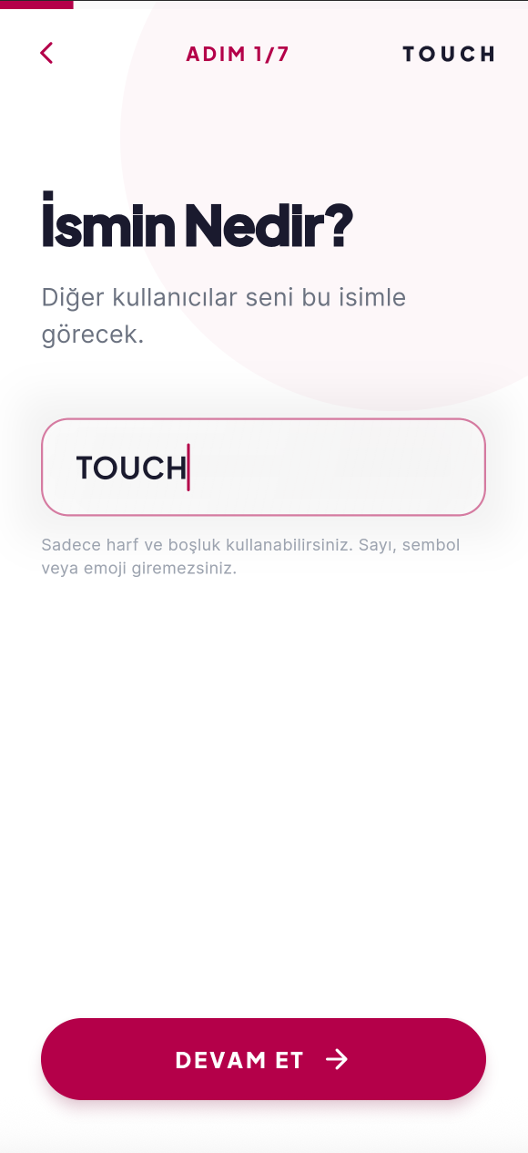 Profil oluşturma ekranı